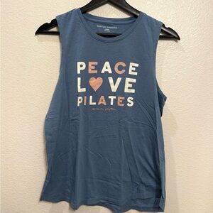 Spiritual Gangster Women’s Blue Love Pilates Yoga Tank Top L 17x22